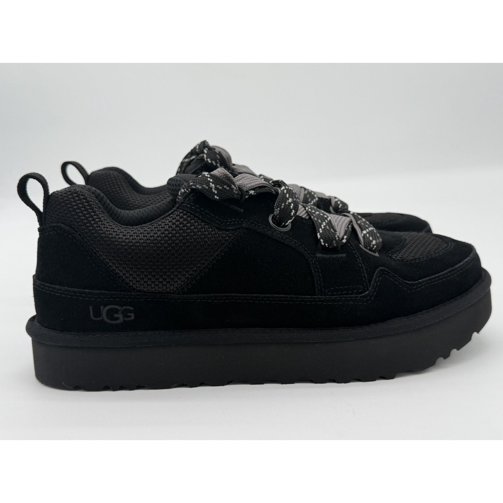Men's Size 11 - UGG M LO LOWMEL Black Suede Lace Up Sneakers Round Toe 1169493